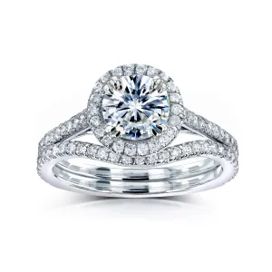 1-1/2ct.tw Original Round 6.5 Halo Bridal Set - Curved Band