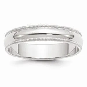 10k White Gold 5mm Milgrain Half Round Wedding Band Ring