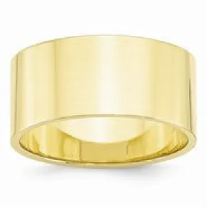 10k Yellow Gold 10mm Lightweight Flat Wedding Band Ring