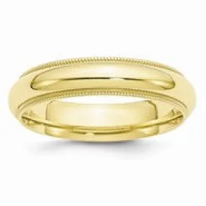 10k Yellow Gold 5mm Milgrain Comfort Fit Wedding Band Ring