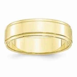 10k Yellow Gold 6mm Flat with Step Edge Wedding Band Ring