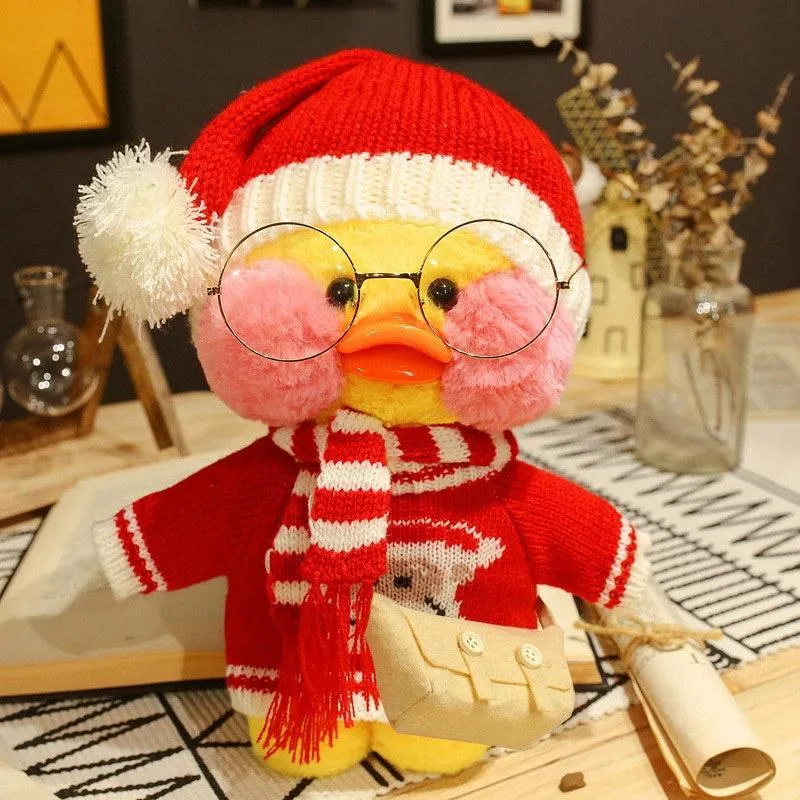 30cm Cute LaLafanfan Cafe Yellow Duck Plush Toy Creative Duck Stuffed Doll Soft Animal Dolls Baby Toys Birthday Gift for Girl