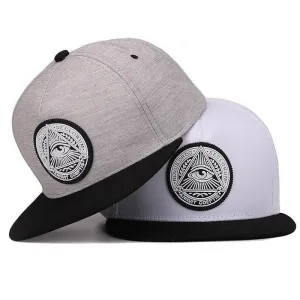 5 Panels Snapback 3D God Eyes Plastic Patch Flat Brim Unisex Baseball Cap