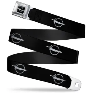 Barracuda Emblem Full Color Black Silver Seatbelt Belt - Barracuda Emblem Repeat Black/Silver Webbing