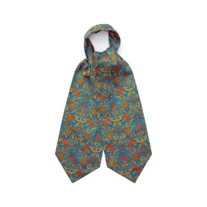 Blue and Yellow Hummingbird Printed Silk Cravat