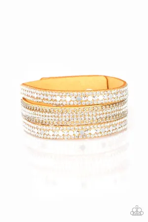 Fashion Fanatic Yellow and White Rhinestone Wrap Snap Bracelet - Paparazzi Accessories