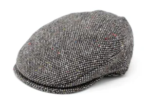 Hanna Hats of Donegal - Vintage Flat Cap - Irish Plain Wool Tweed - Granite Grey Salt and Pepper