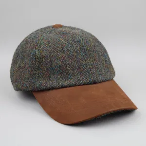 Harris Tweed Baseball Hat in forest green